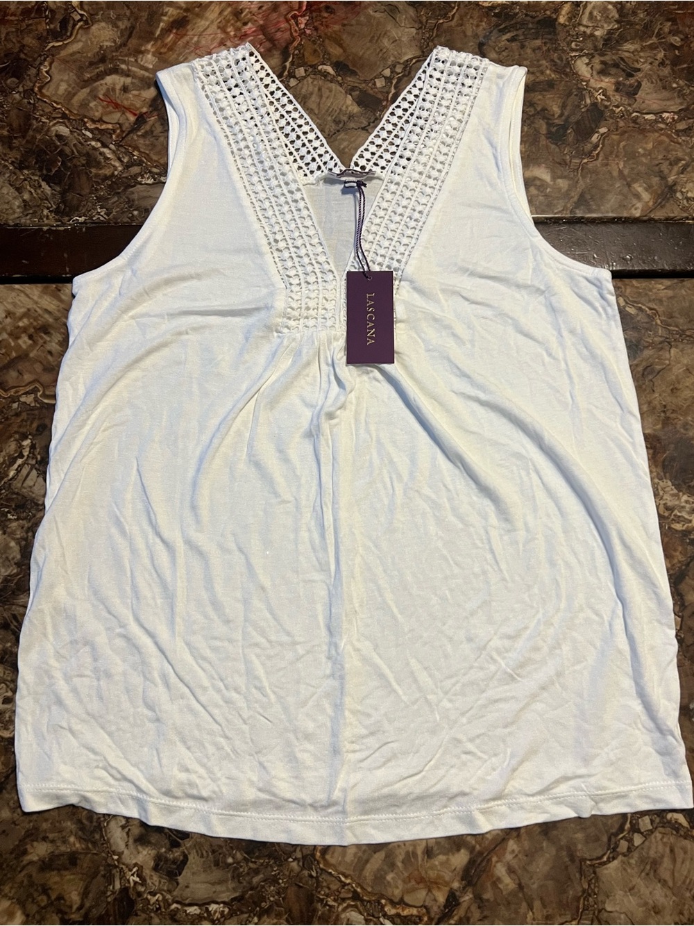 Lascana White Crochet V-Neck Tank